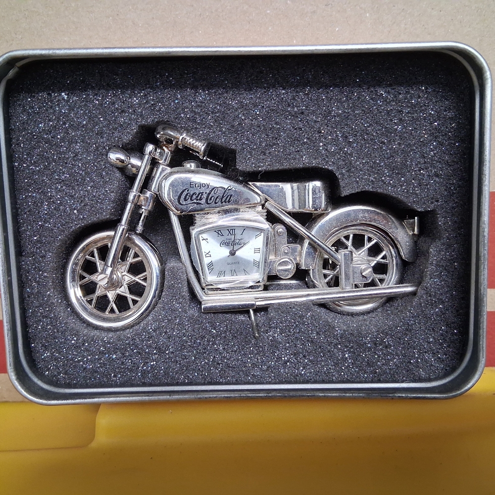 Coca-Cola Silver Motorcycle Clock